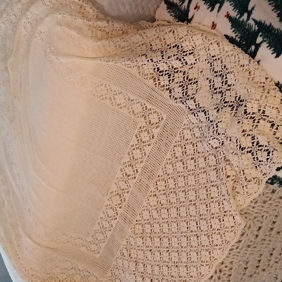 Tablecloth vintage Lace Ocre 60 × 60 square Thanksgiving - Picture 10 of 13